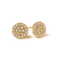 Gold Pave CZ Disc Stud Earrings
