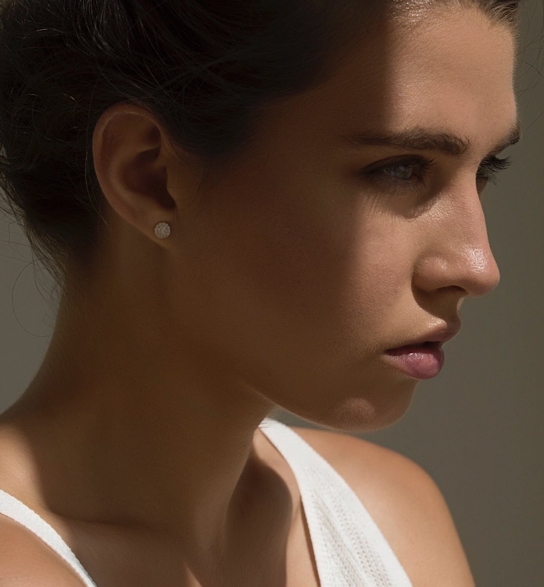 Rose Gold Round Pave CZ Stud Earrings