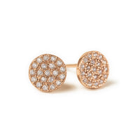 Rose Gold Pave CZ Disc Stud Earrings