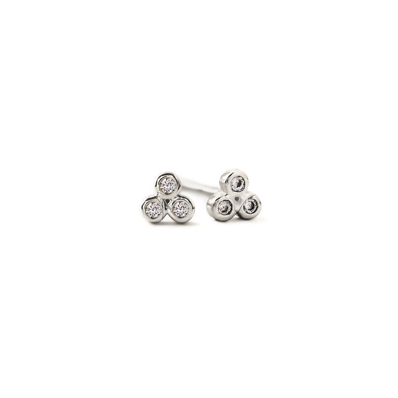 3-prong Diamond Solitaire Stud Earrings Tiny Diamond Studs Dainty  Minimalist Silver Studs Sterling Silver Studs BE1682 