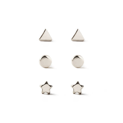 Tiny Star Circle Triangle Studs Set