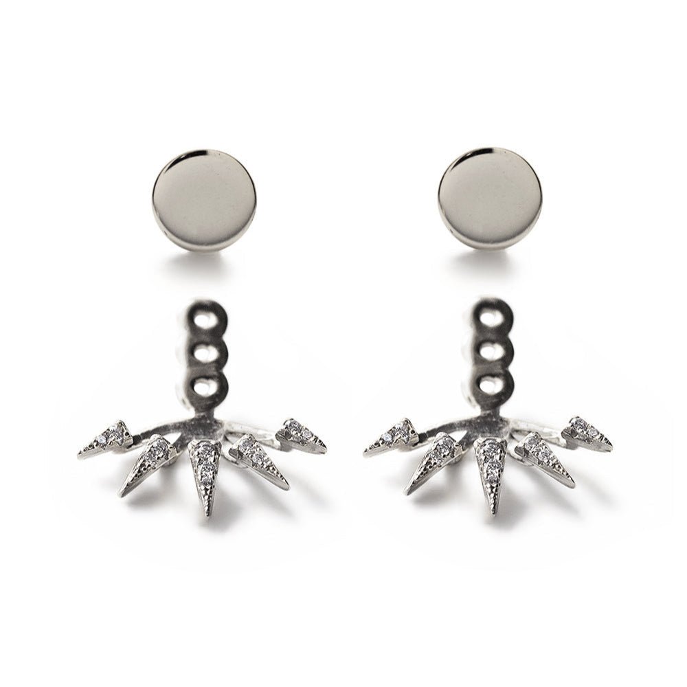 Spike Pave Ear Jacket Earrings, Earrings - AMY O. Jewelry