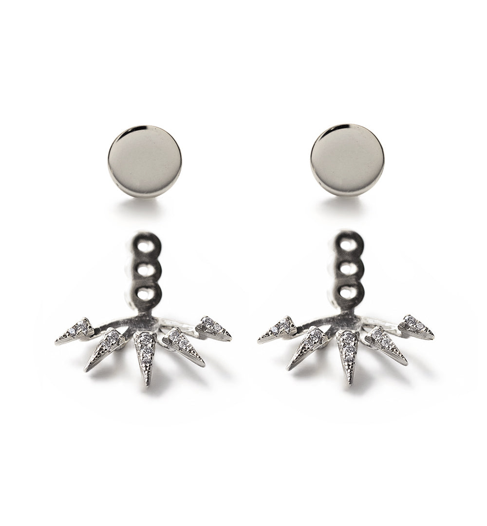 Spike Pave Ear Jacket Earrings, Earrings - AMY O. Jewelry