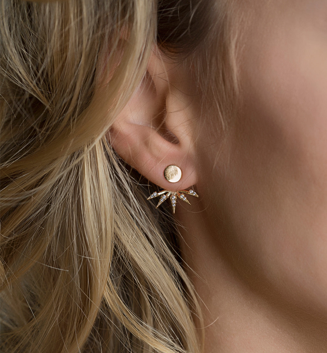 Spike Pave Ear Jacket Earrings, Earrings - AMY O. Jewelry
