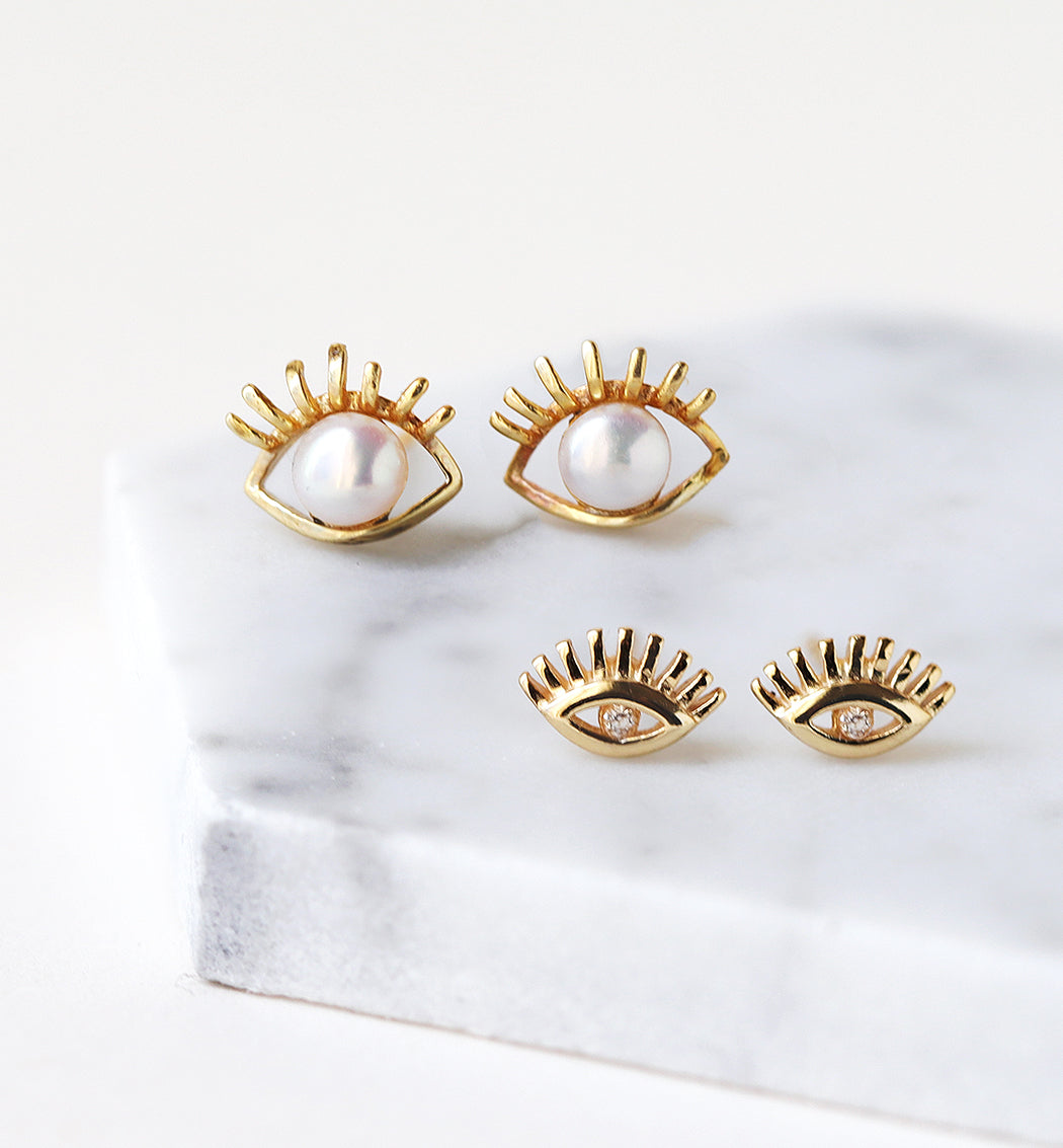 Hamsa Eye Stud Earrings, Earrings - AMY O. Jewelry