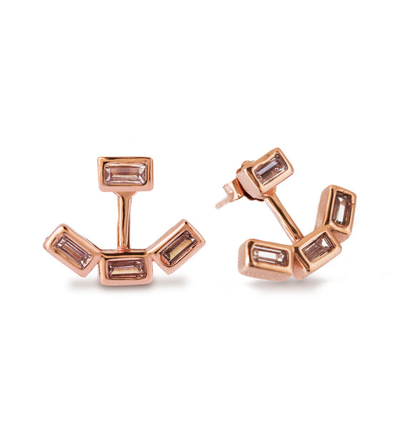 Rose Gold Ear Jacket Earrings, Minimalist Earrings – AMYO Jewelry