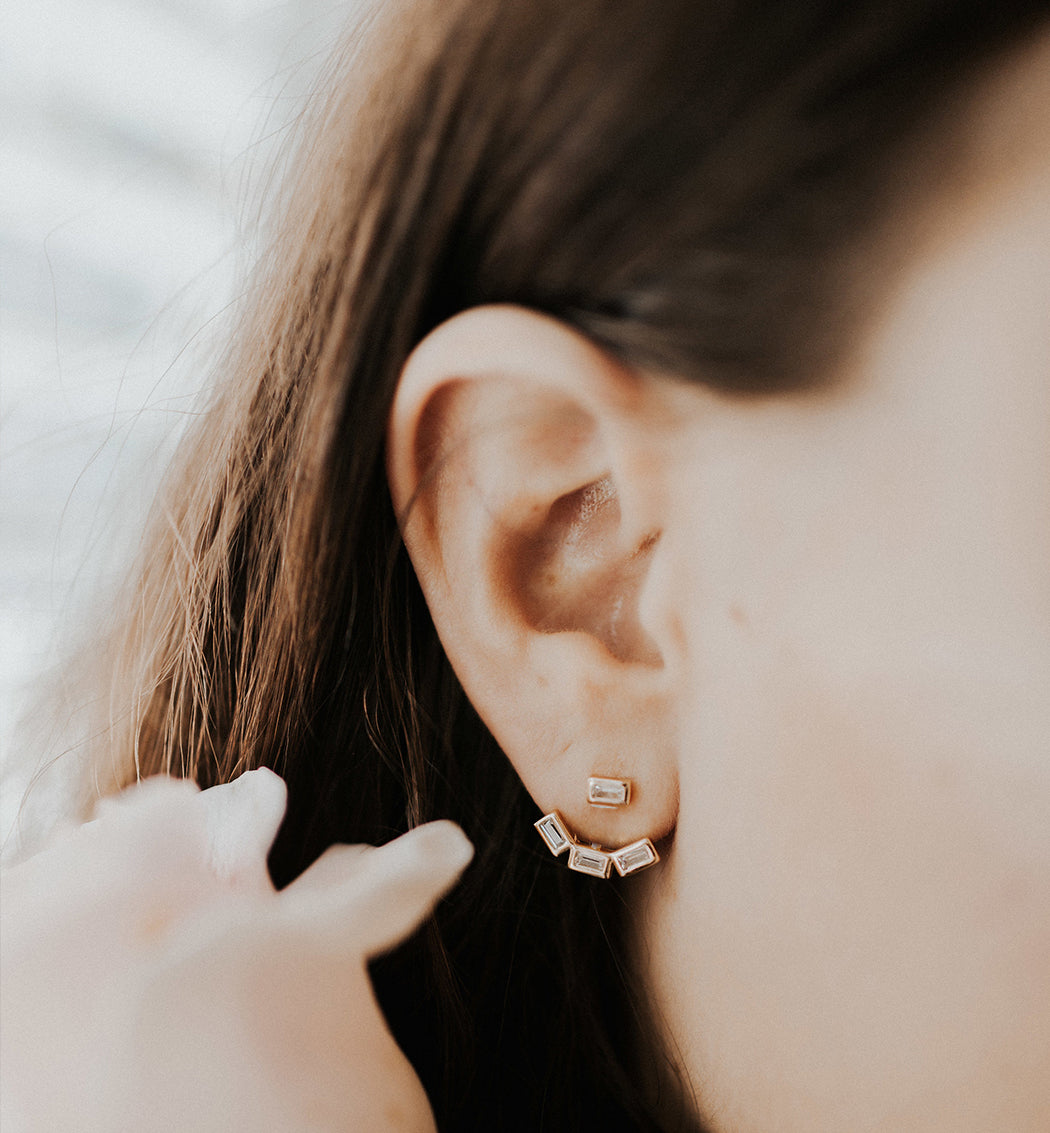 Baguette Ear Jacket, Earrings - AMY O. Jewelry