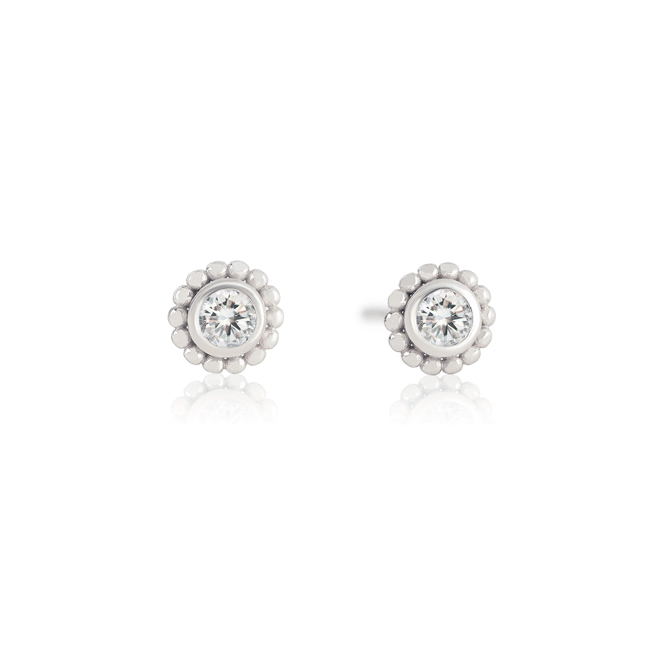 Tiny Crystal Bead Halo Studs