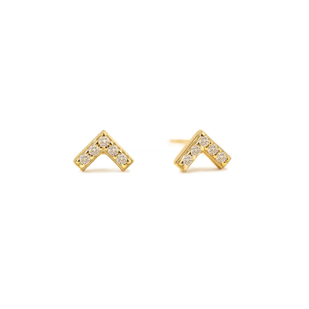 Chevron V Diamond Earrings, Cartilage Earrings, Stud Earrings – AMYO Jewelry