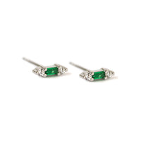 Gemstone Tiny Baguette Studs Emerald
