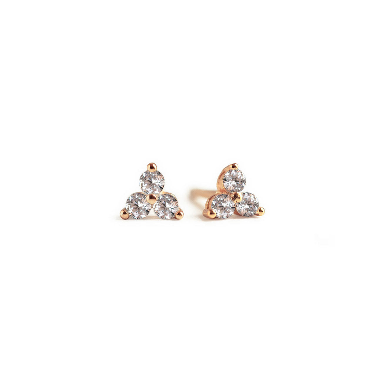 Pave Clover Rose Gold Stud Earrings