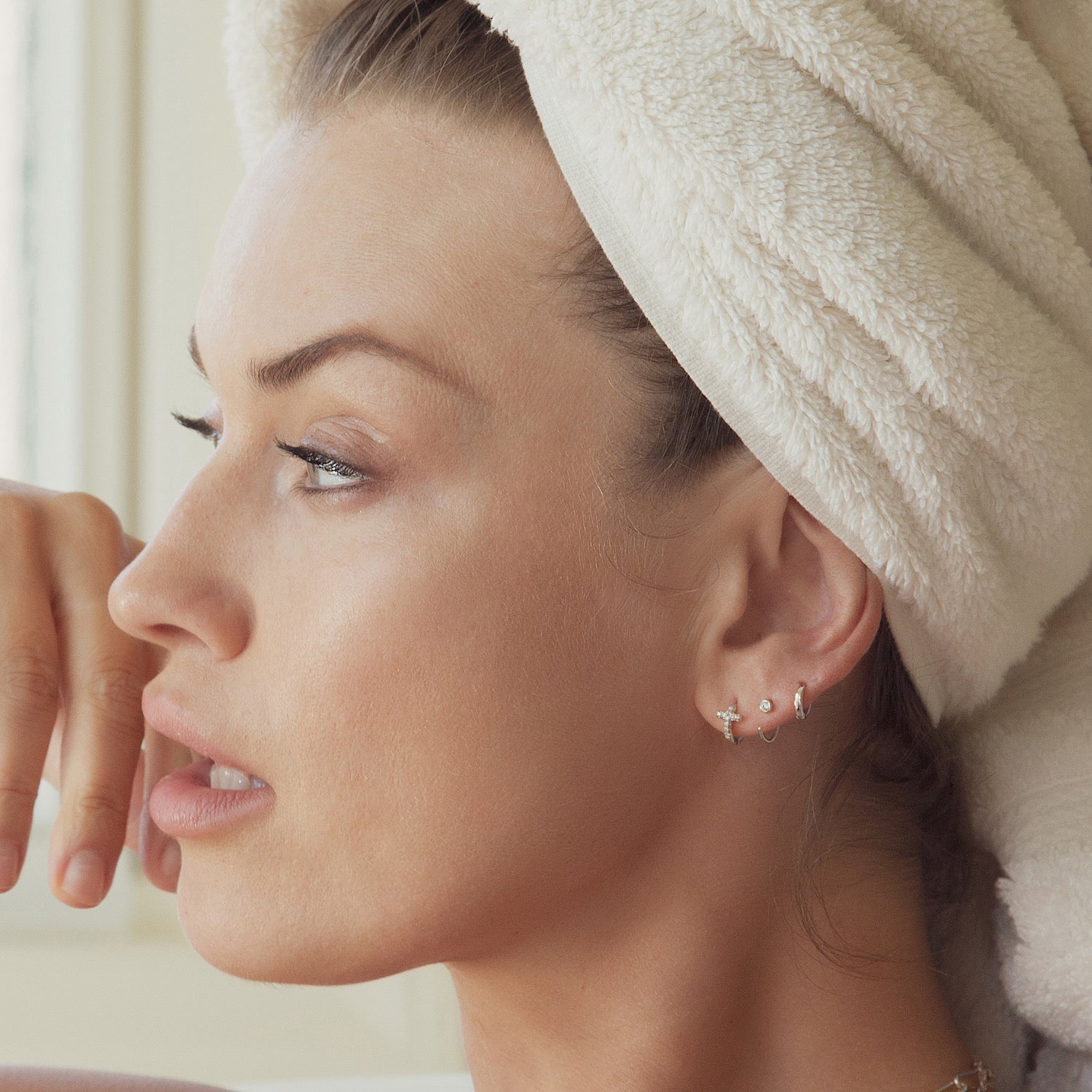 Tiny Solitaire Huggie Earrings