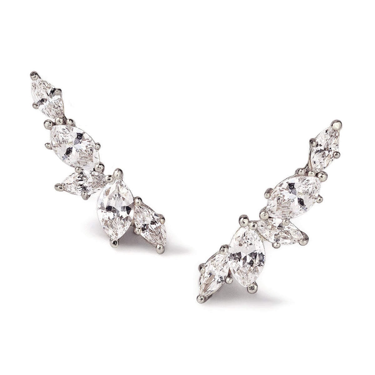 Sterling Silver Marquise Crystal Ear Climber Earrings