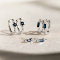 Gemstone Bead Huggies Blue Sapphire