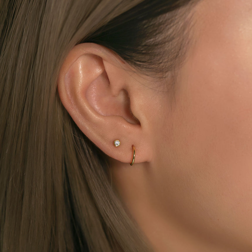14K Gold Earrings, Real Tiny Diamond Stud Earrings – AMYO Jewelry