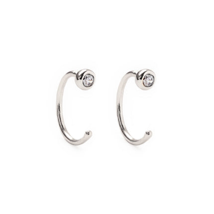Tiny Solitaire Huggie Earrings