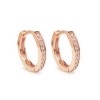 Classic Rose Gold Huggie Hoops with Cubic Zirconia Crystals