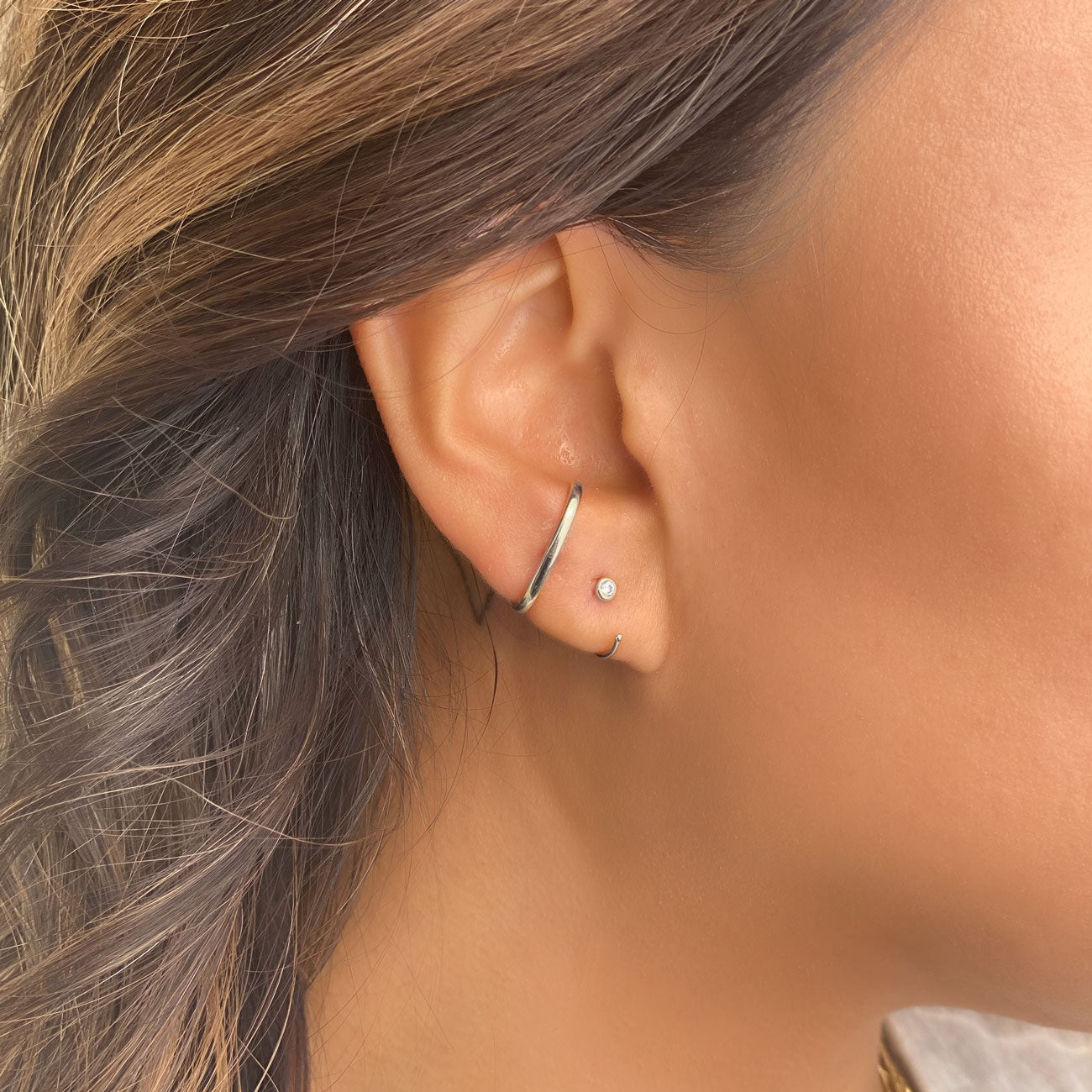 Tiny Solitaire Huggie Earrings