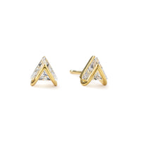 Gold Triangle Crystal Stud Earrings