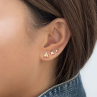 Triangle Crystal Stud with Tiny Crystal Stud Ear Stack