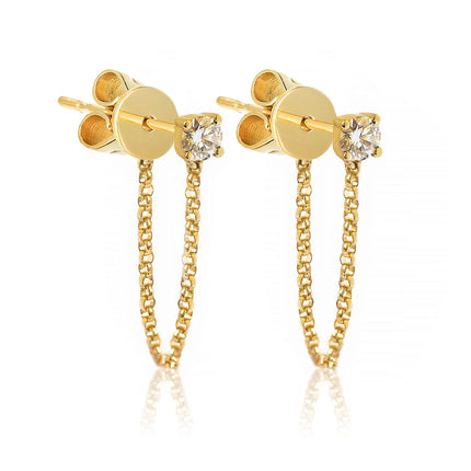 16K Gold Filled Baguette Fan Drop Dangle Clear Stud Earrings in