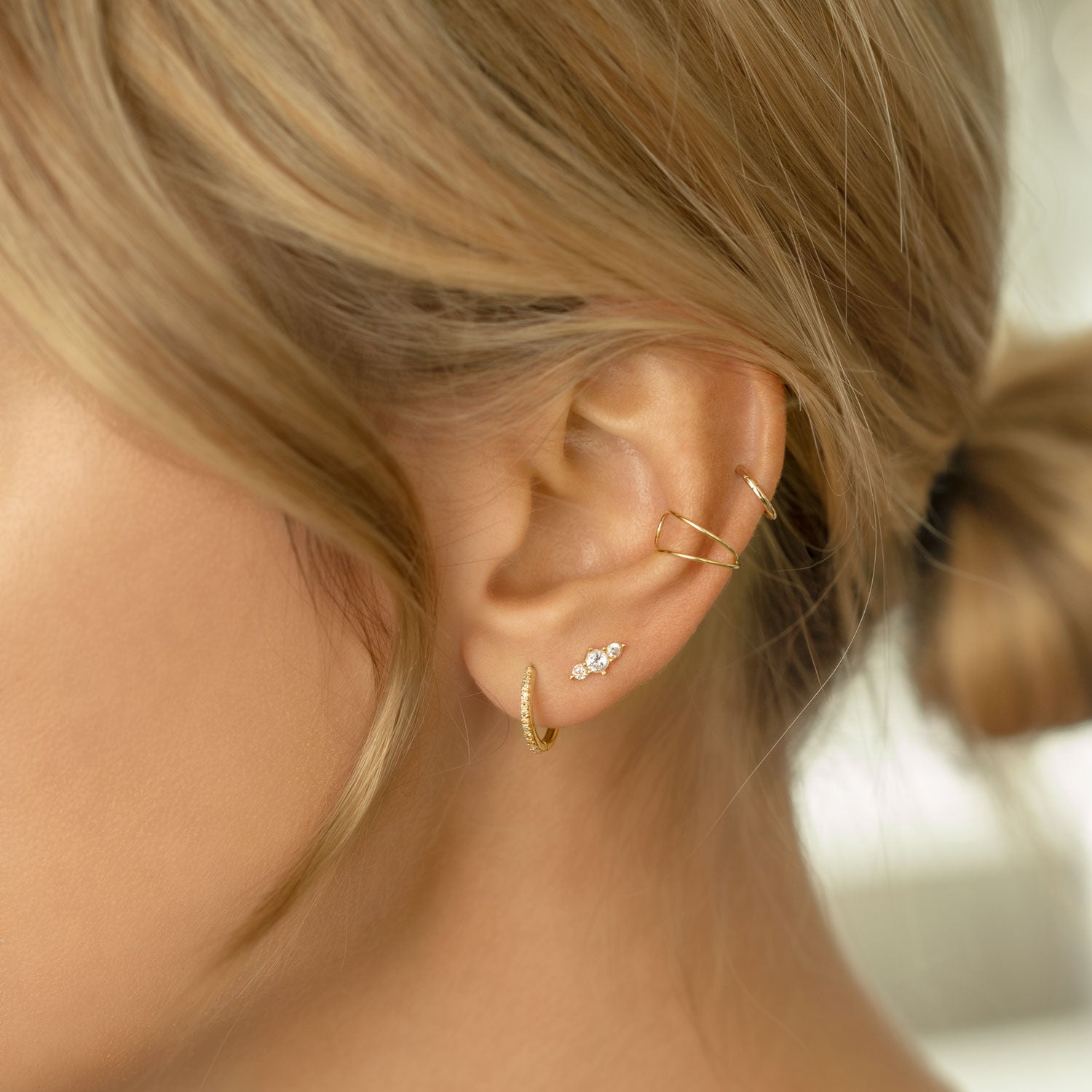 14K Gold Huggie Earrings Diamond Earrings 14K Gold Hoop Earring  AMYO  Jewelry