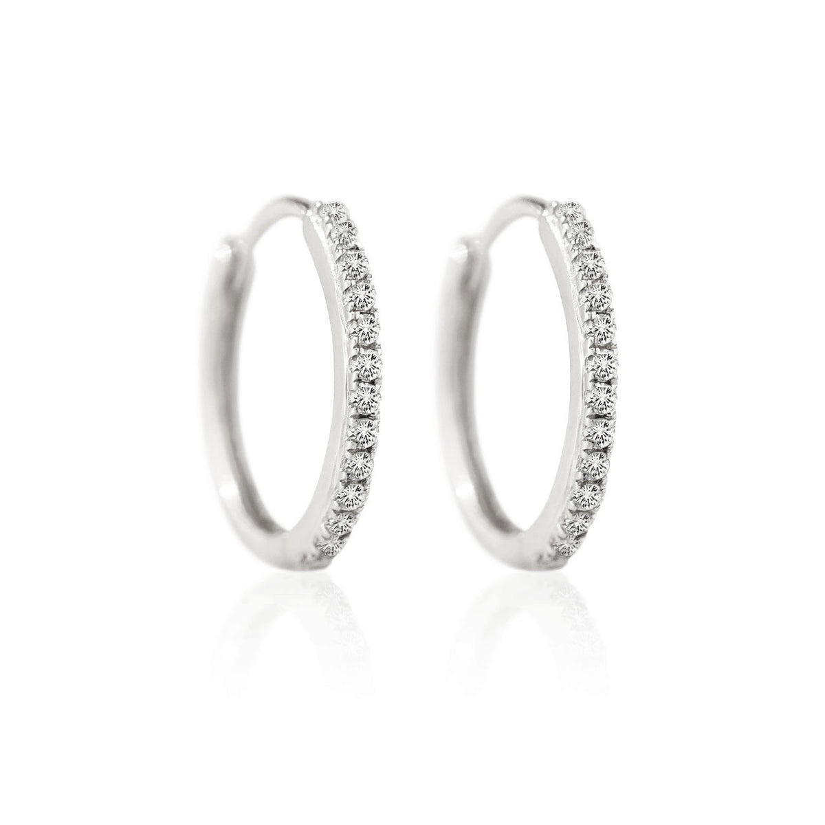 14K White Gold Earrings, Diamond Earrings, 14K White Gold Hoops – AMYO ...