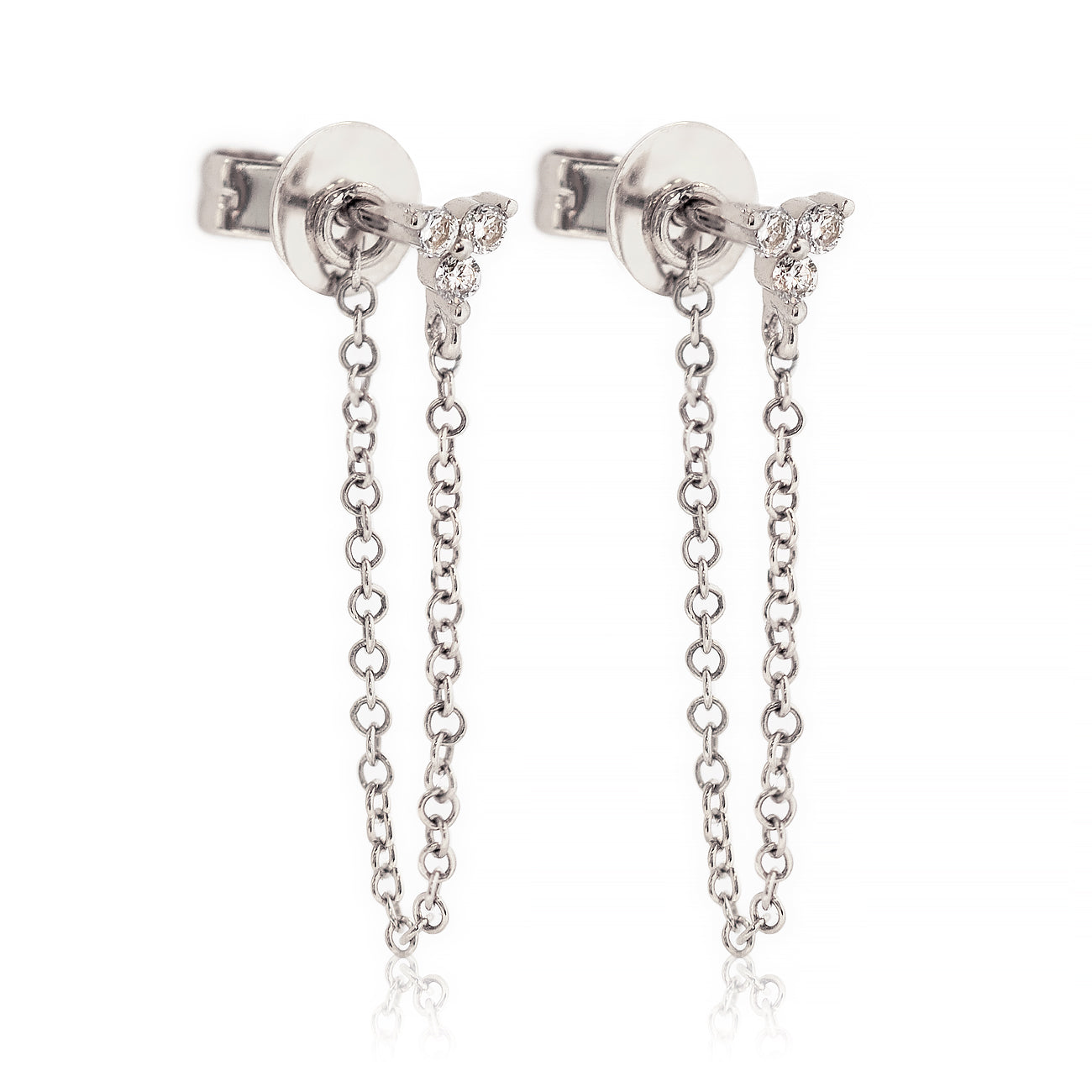Mini Dangle Chain Duo Diamond Flat Back Earring (18G)
