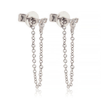 Clover Diamond Chain Earrings