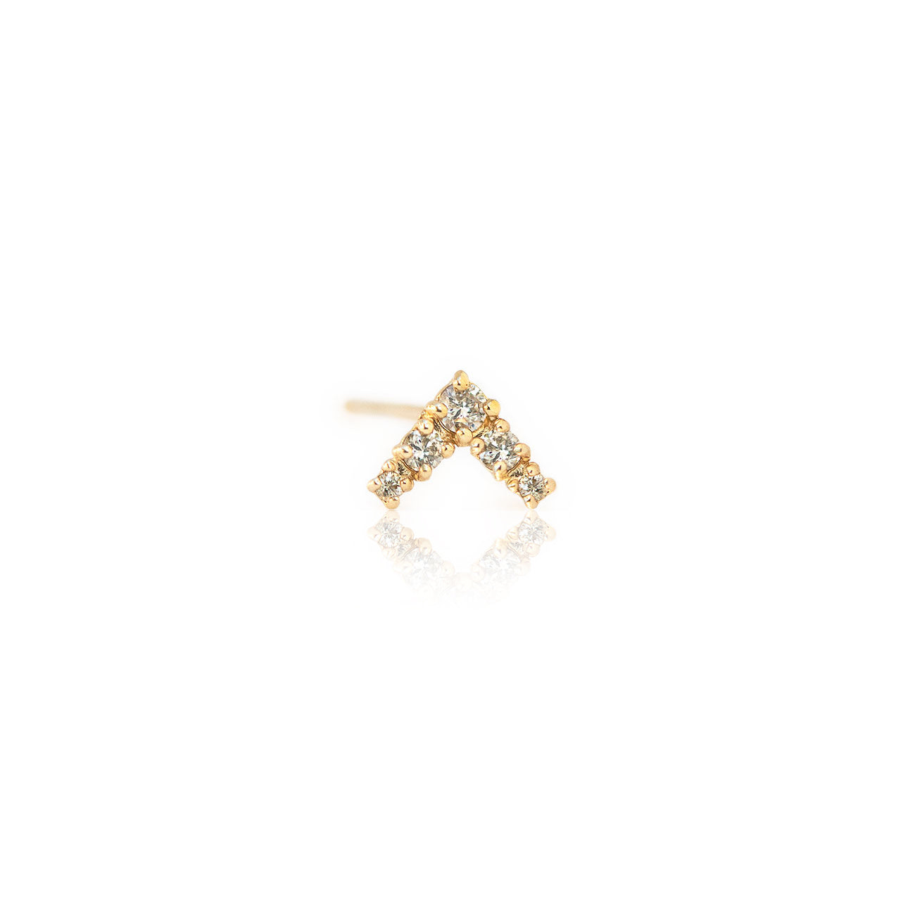 14K Gold Diamond Chevron Stud Earring