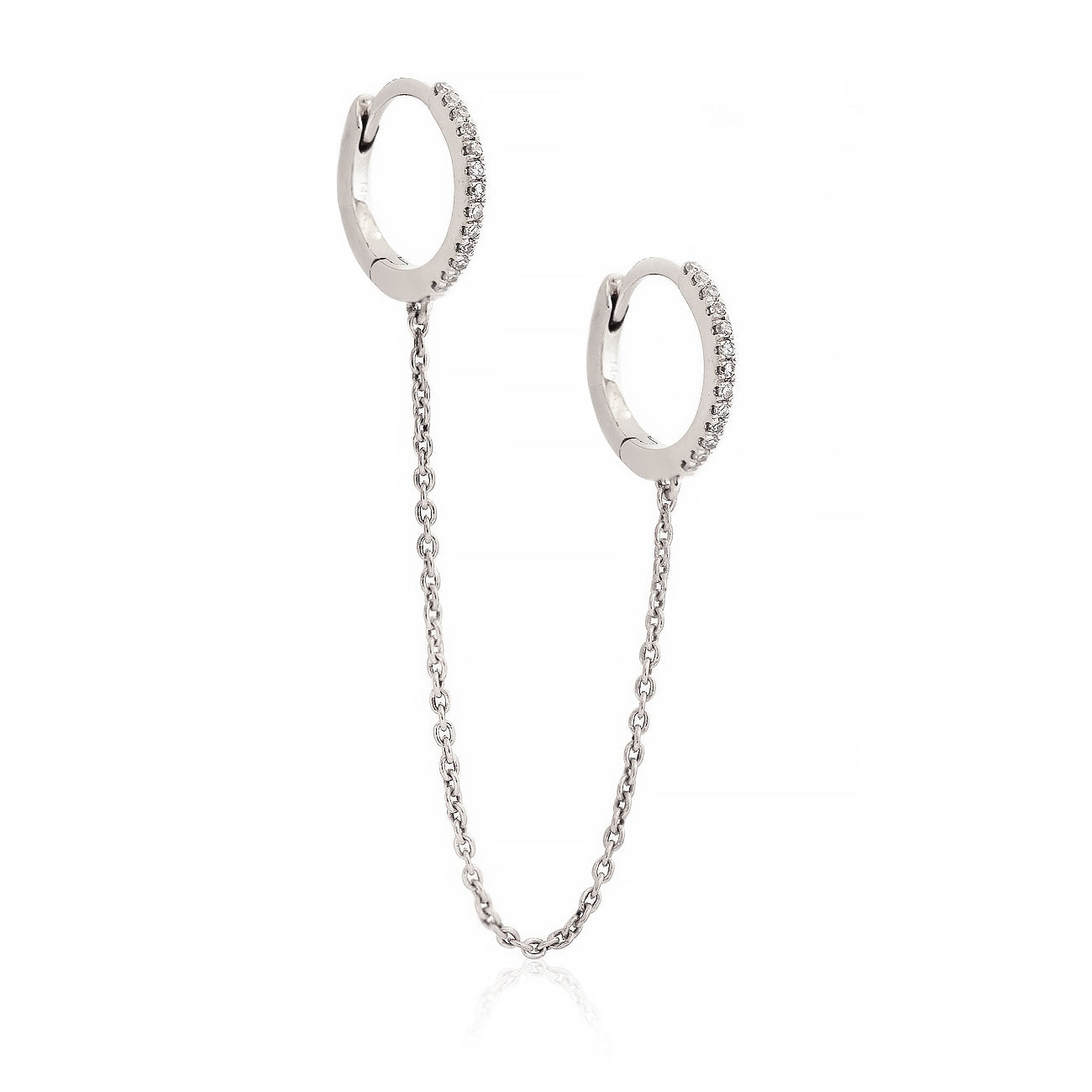 Diamond Double Huggie Chain Earring