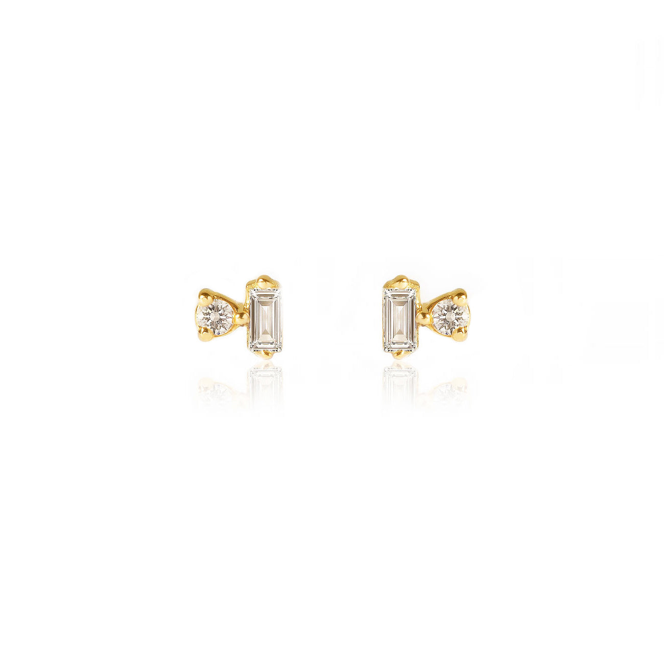 Diamond Baguette Duet Studs