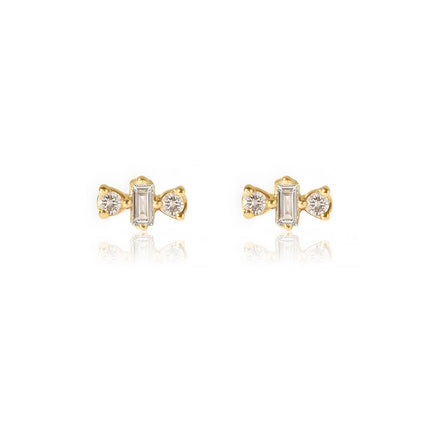Gold Diamond Earrings, 14K Gold Bar Stud Earrings – AMYO Jewelry