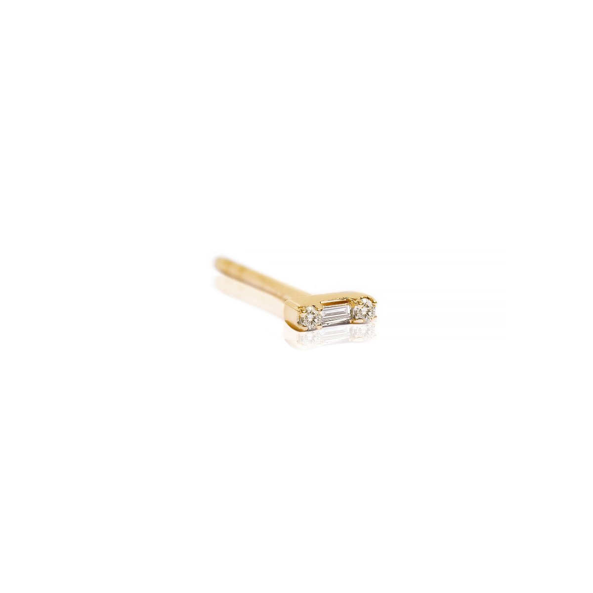 Tiny Diamond Baguette Bar Stud