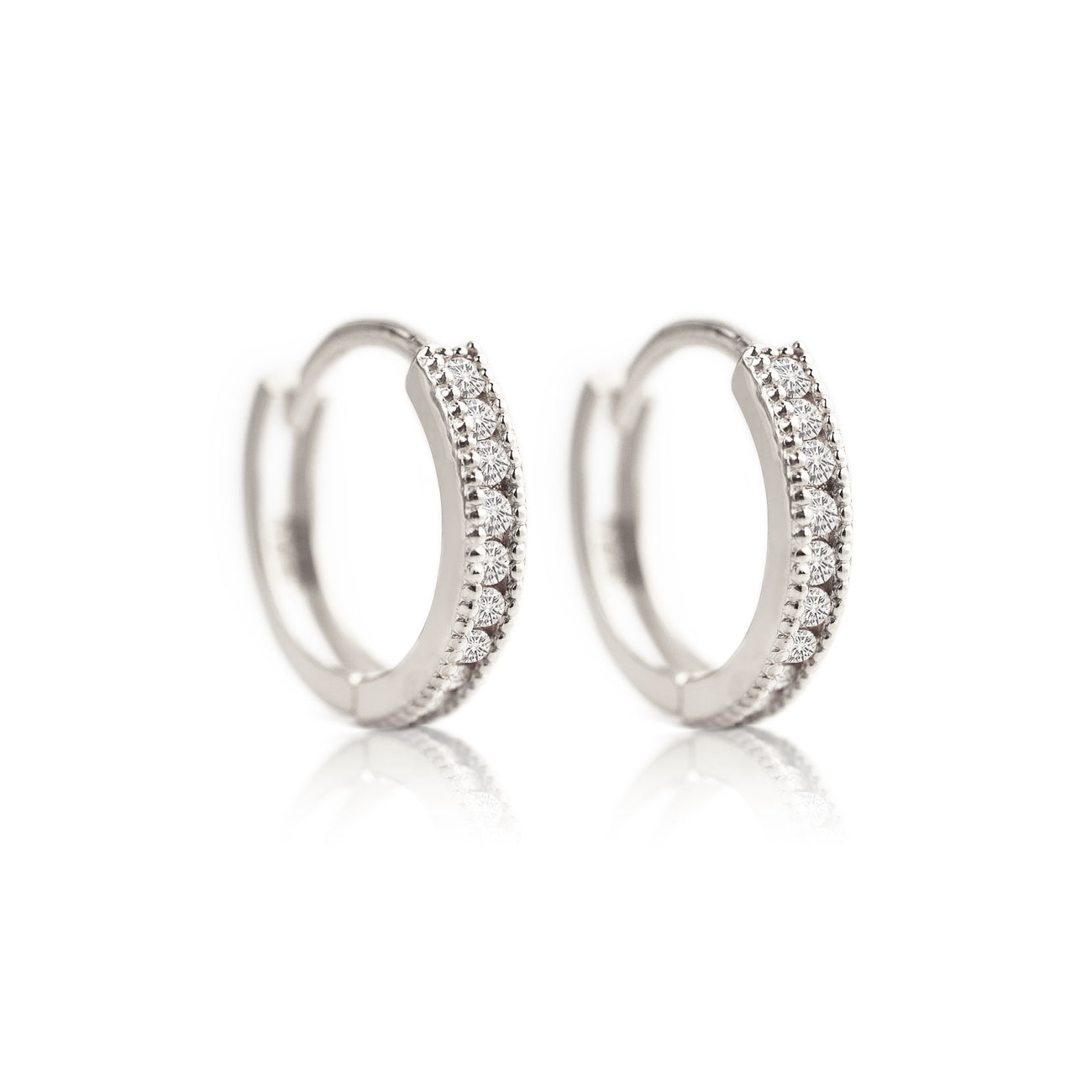 Milgrain Diamond Huggie Earrings