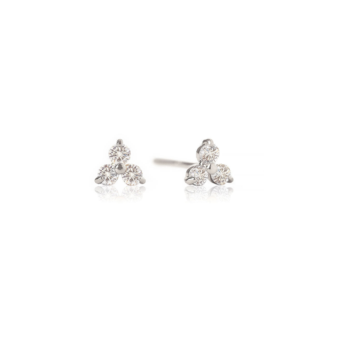 Buy 1.00 Ct Round Cut Diamond Three Stone Stud Earrings, 14K White Gold  Earrings,handmade Earrings,small Earrings,women Stud Earrings, Online in  India - Etsy