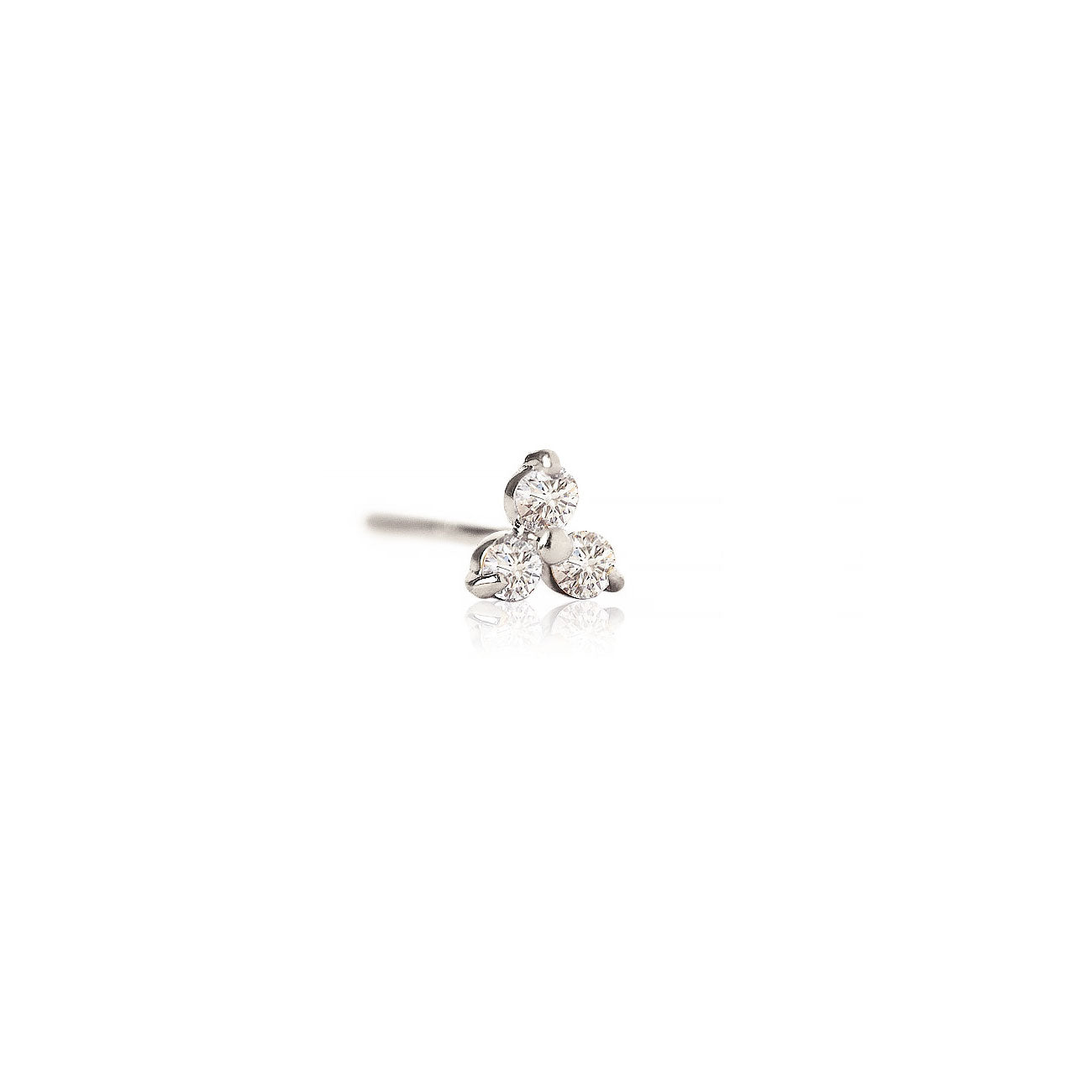 14K White Gold Single Diamond Stud Earring