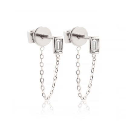 Baguette Diamond Chain Earrings