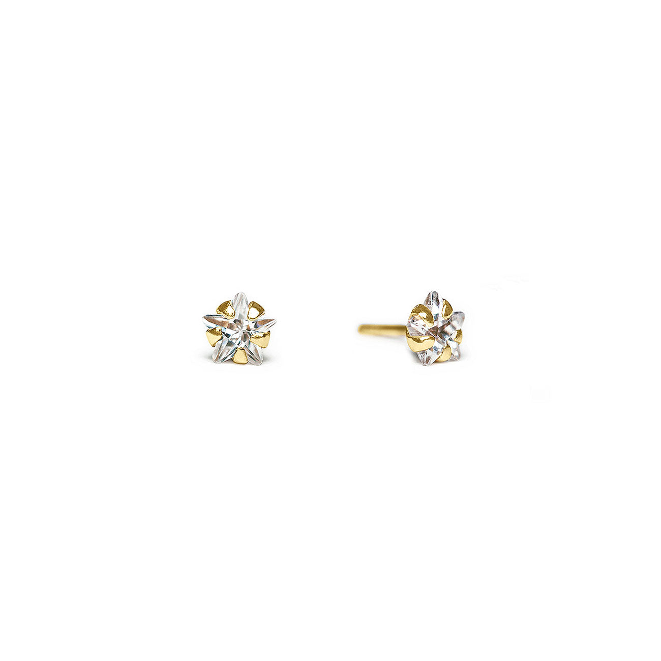North Star Earrings with Moissanite - 9ct Yellow Gold – Element Isle