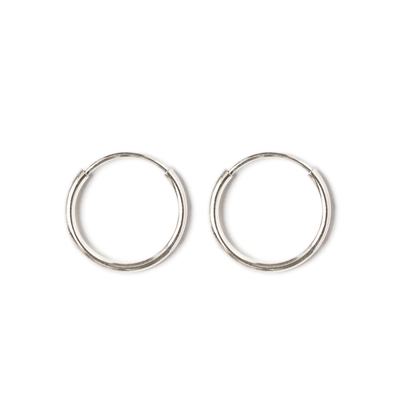 14k white gold thin huggie earrings