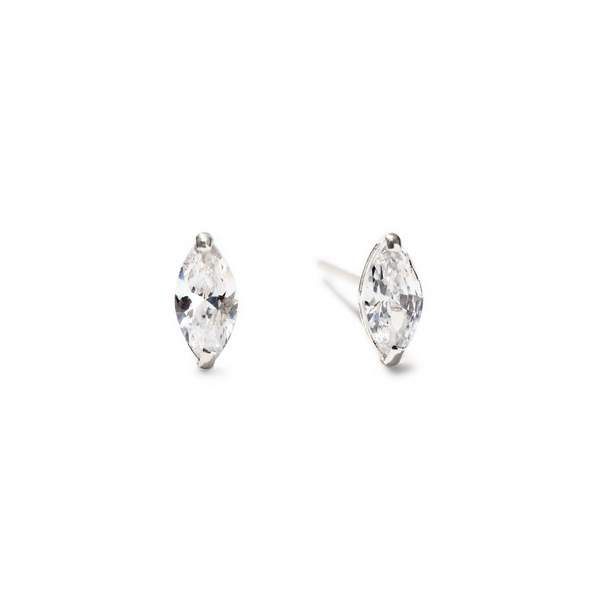 Stud Earrings, Marquise Earrings, 14K White Gold Earrings – AMYO Jewelry
