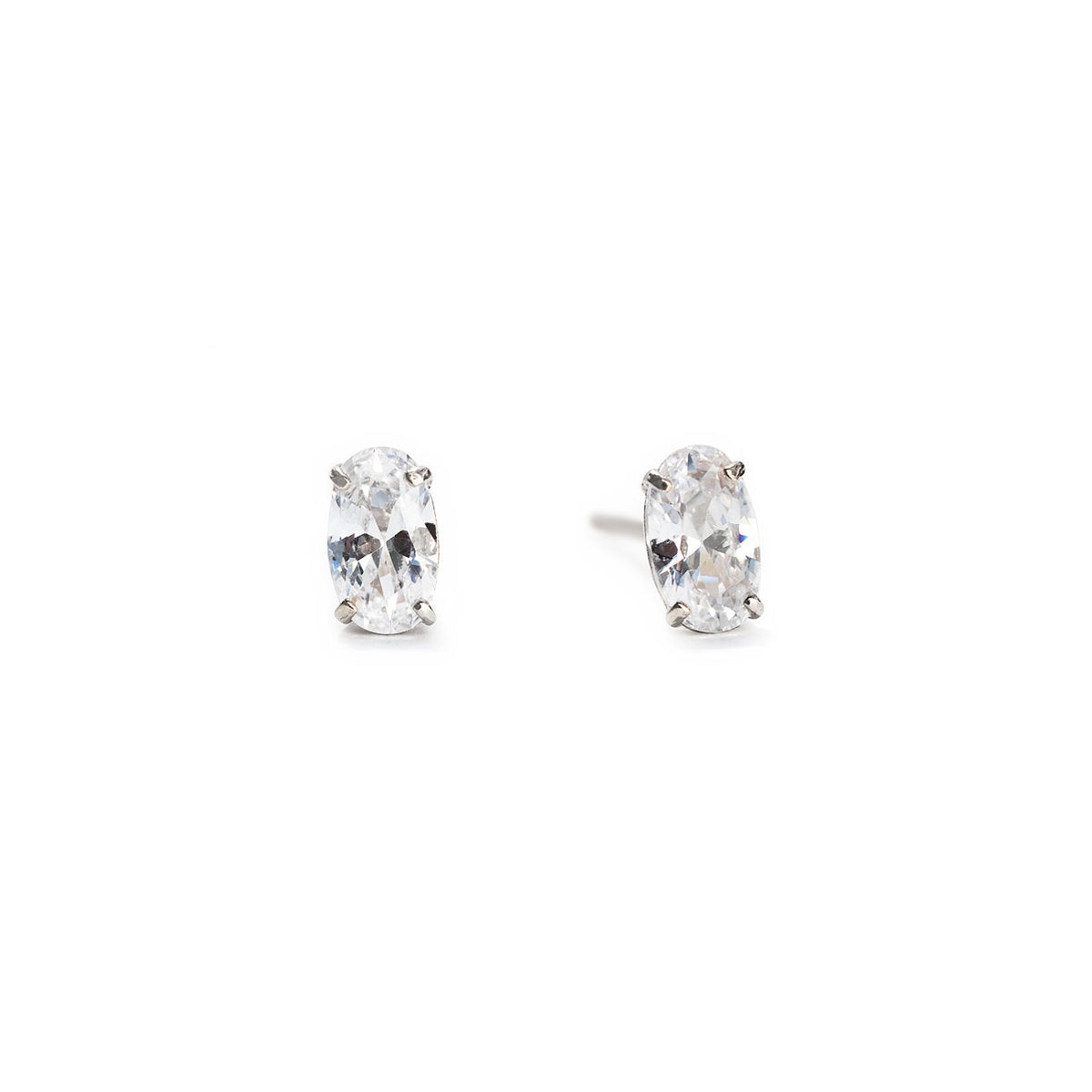 14K White Gold Earrings, Oval Earrings, Tiny Stud Earrings – AMYO Jewelry