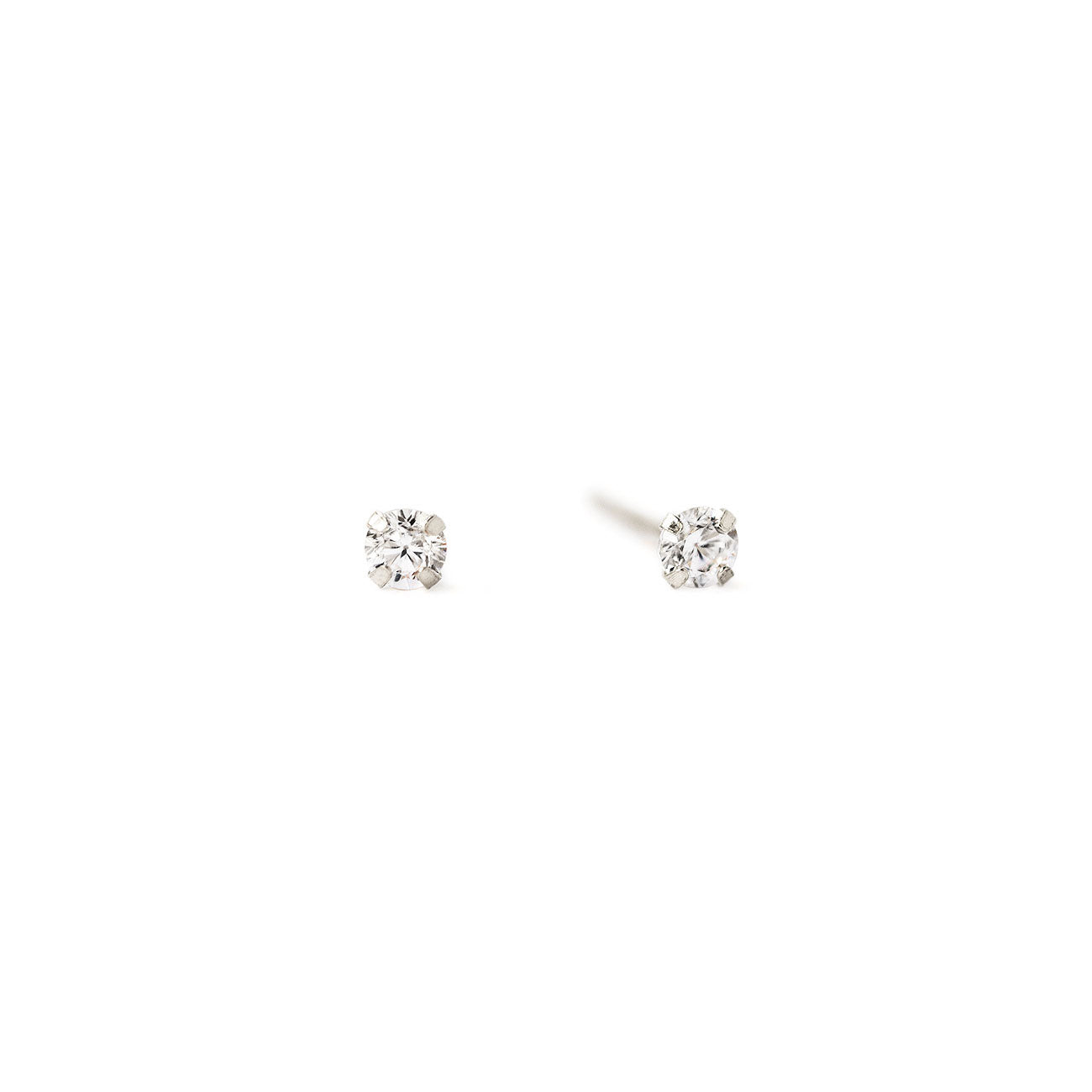 Tiny 14K White Gold Crystal Stud Earrings