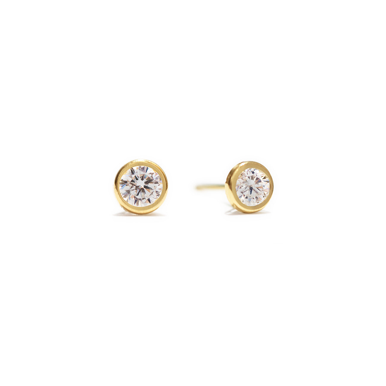 14K Gold Bezel Stud Earrings