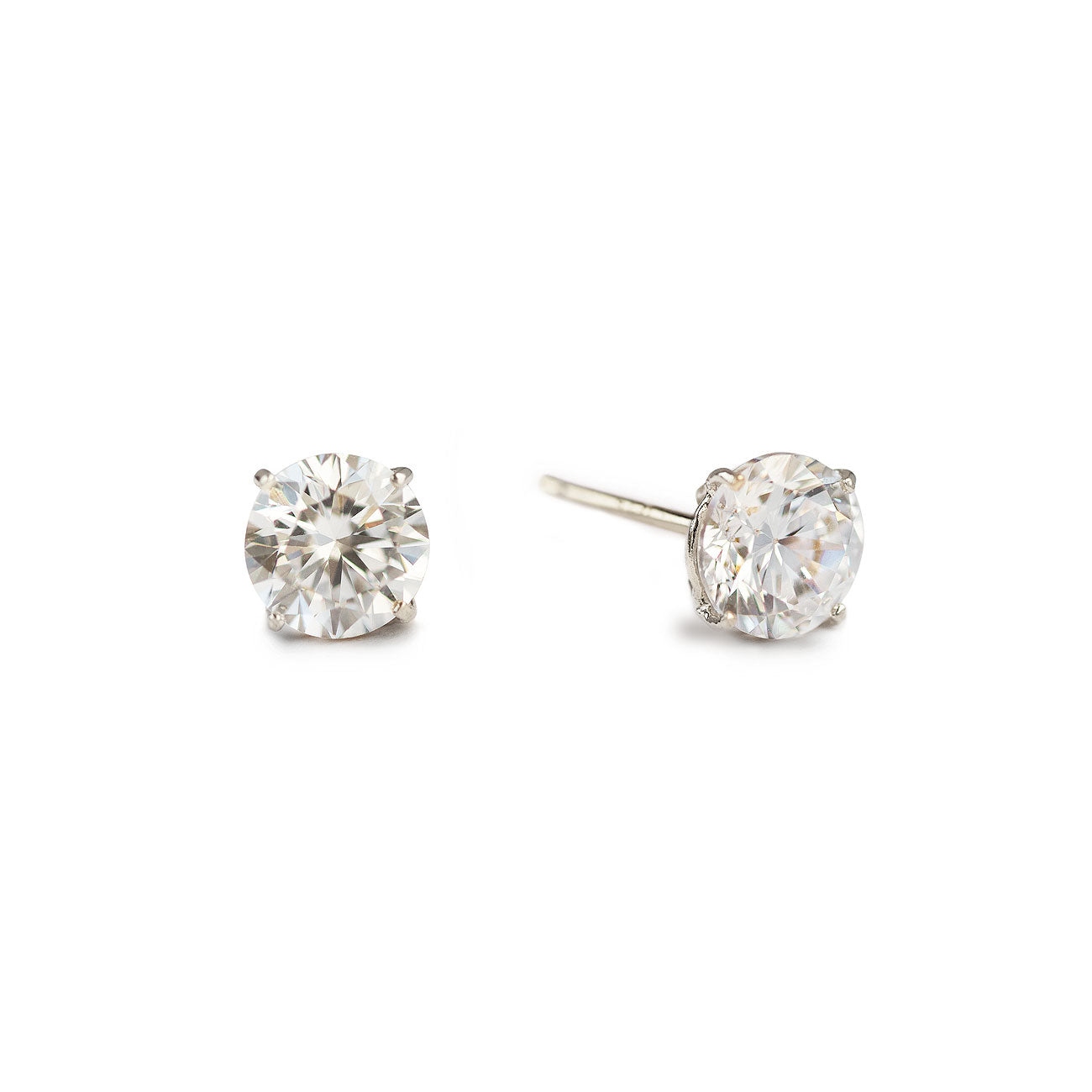 14k White Gold Bezel Set Round Brilliant Diamond Stud Earrings (1.5 Ct –  RockHer.com