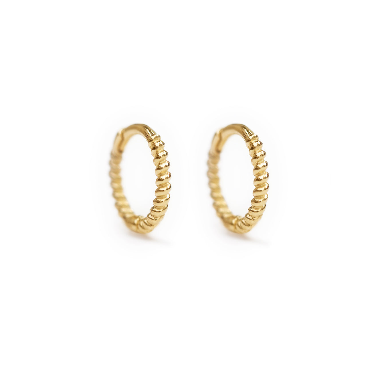 Gold Small Rope Textured Gold Huggie Earrings