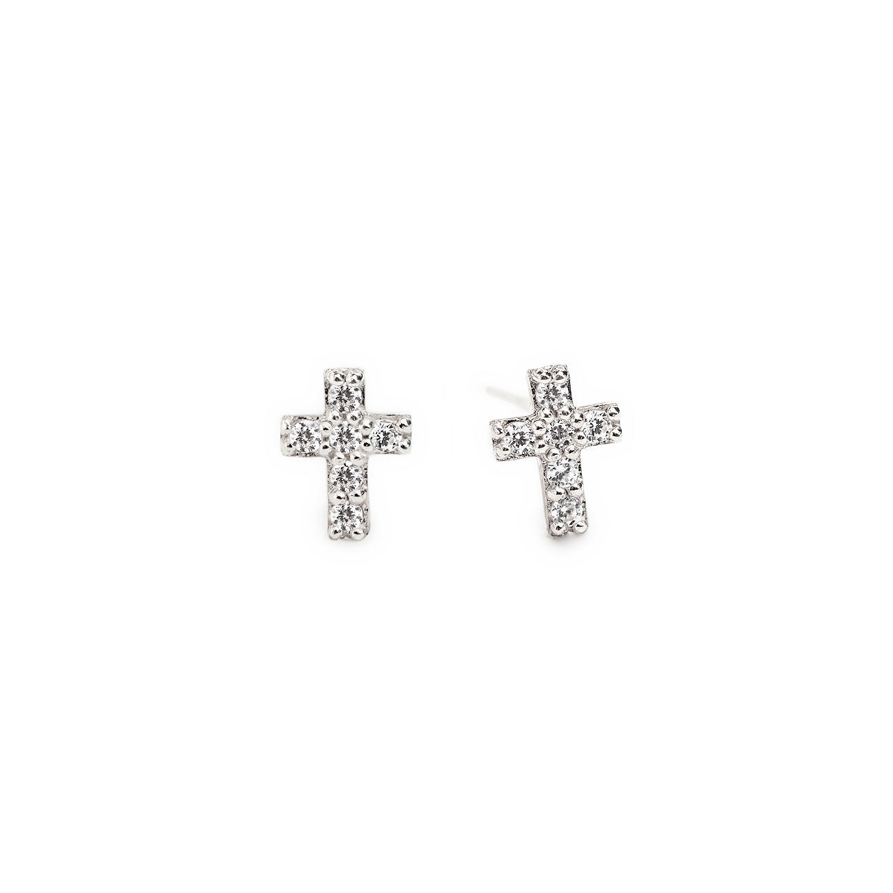 Tiny Pave Cross Studs