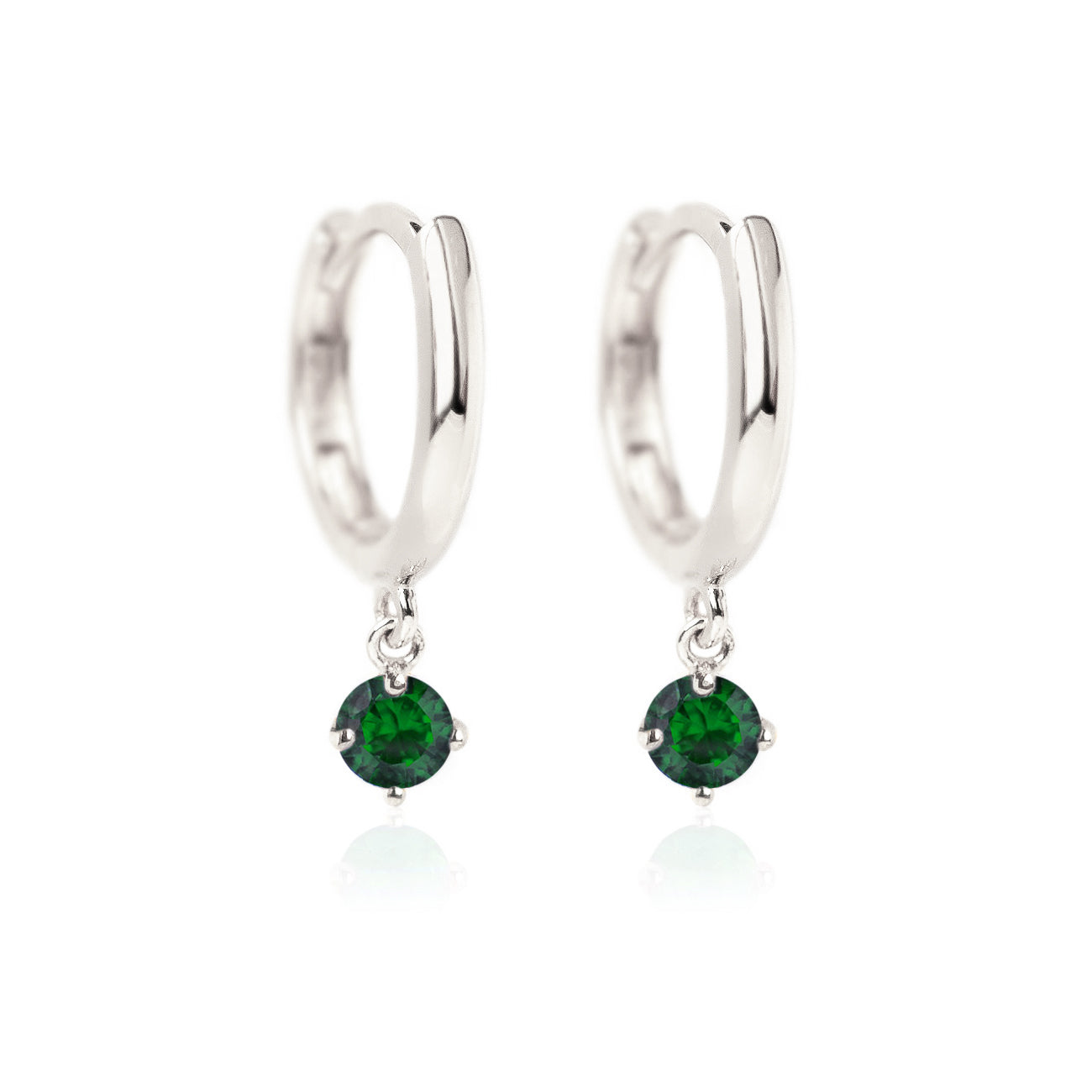 Gemstone Dangle Huggies Emerald