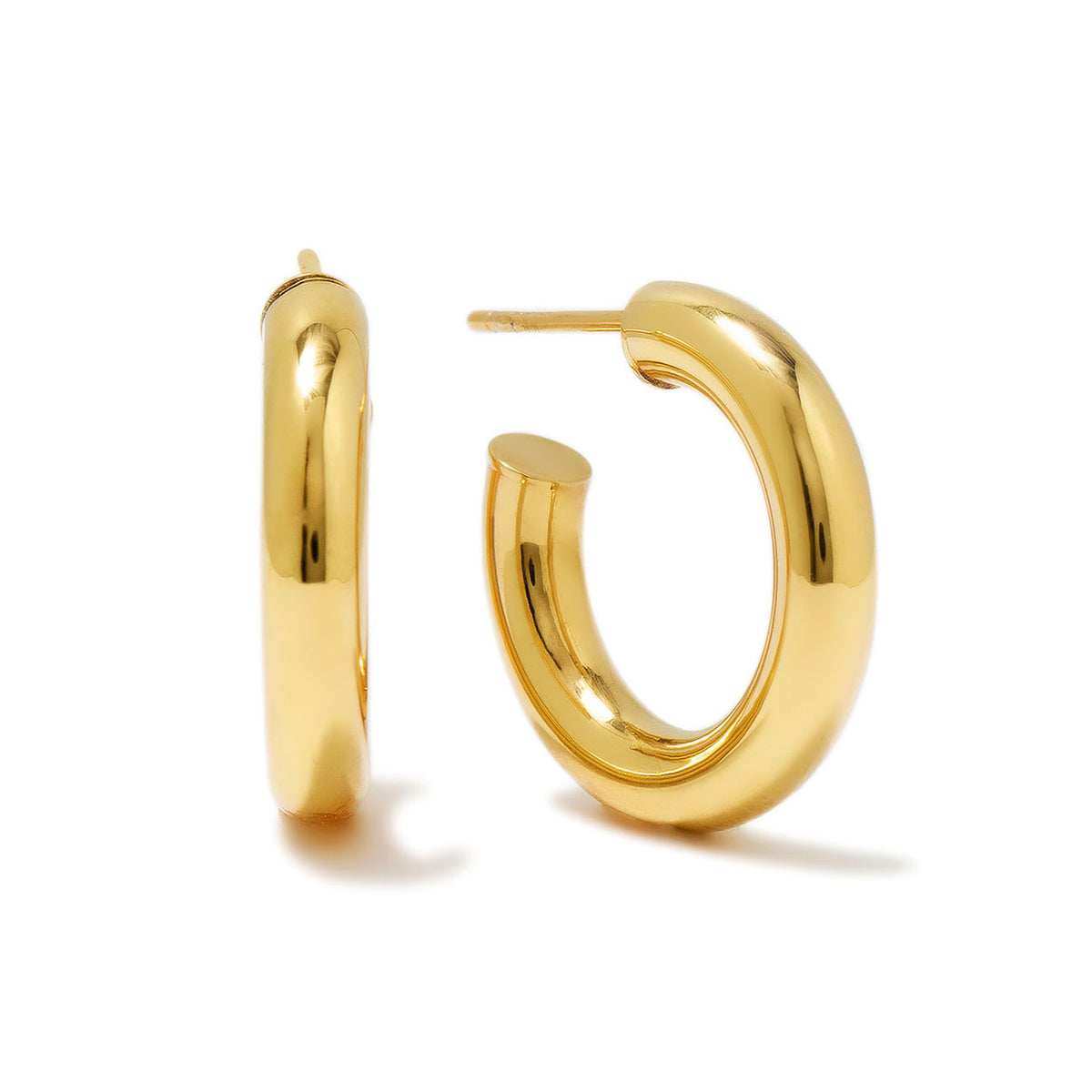 14K Gold Earrings, Thick Gold Hoop Earrings, Chunky Gold Hoops – AMYO ...
