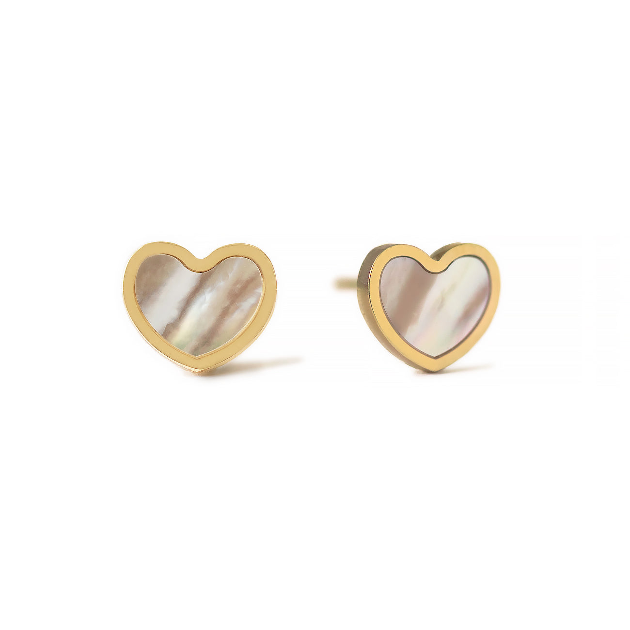 Mother of Pearl Heart Stud Earrings, 14K Gold Studs, June Birthday Gift –  AMYO Jewelry